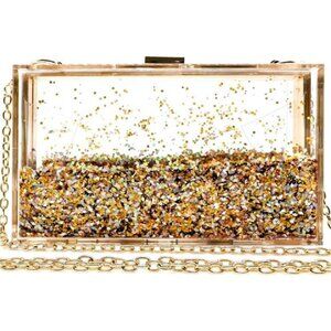 Transparent Sequin Clutch Purse Clear Box Crossbody Evening Bag Wedding Party